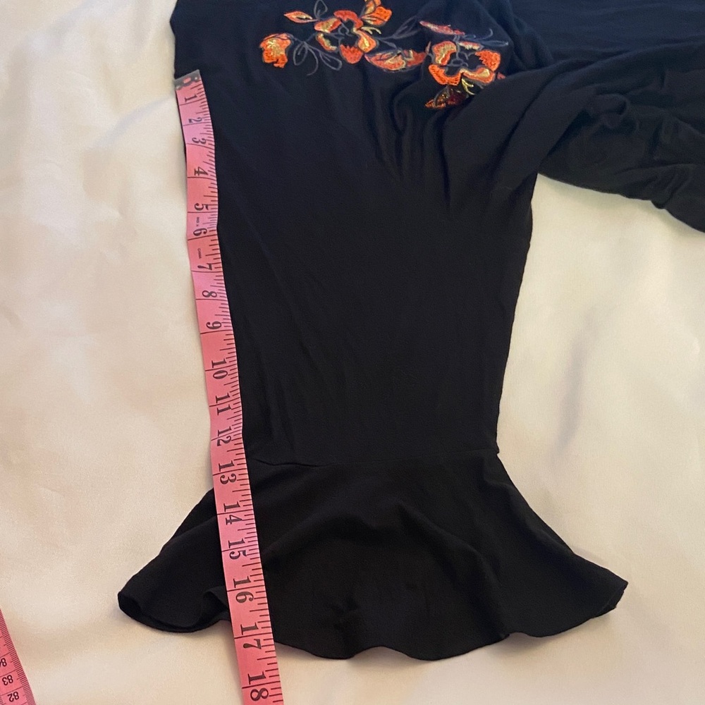 Apt. 9 Black Tunic with Orange Floral Embroidery - Picture 6 of 9